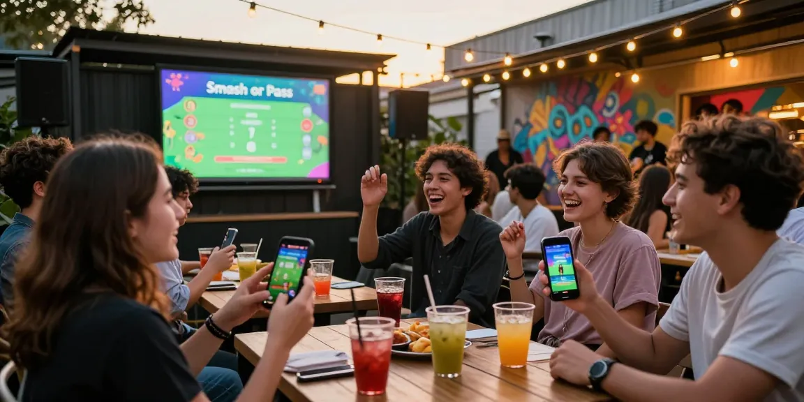 Exciting outdoor "smash or pass" game gathering with AI-generated images and friends.