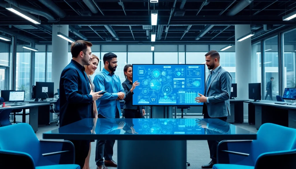 Engaging VMware Consulting professionals collaborating in a modern office, showcasing expertise and technology.