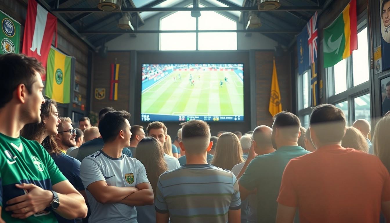 해외축구중계를 즐기는 팬들의 생생한 모습과 함께한 활기찬 장면