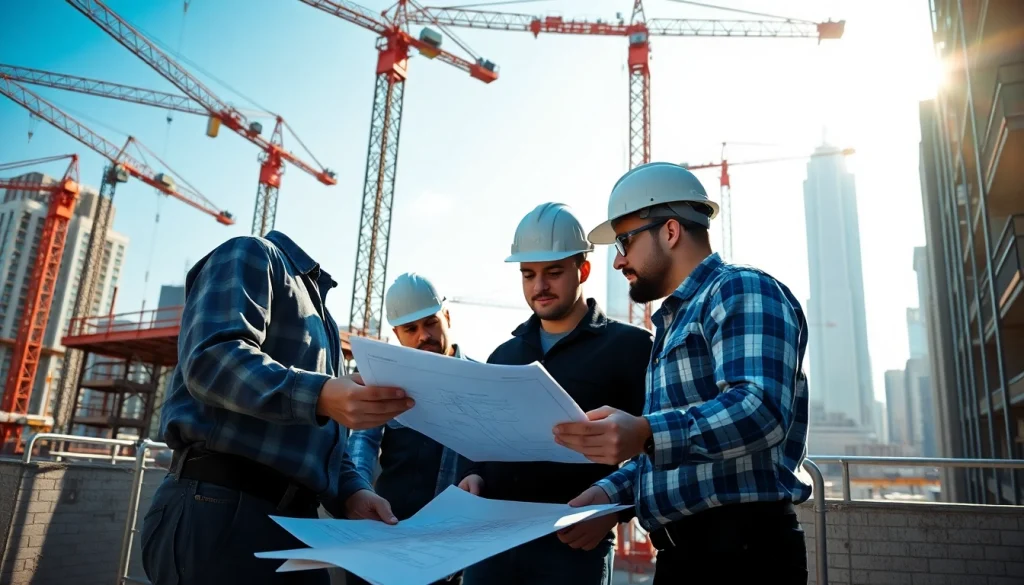 Engaged teamwork by a Manhattan General Contractor demonstrating skilled construction at a high-rise site.