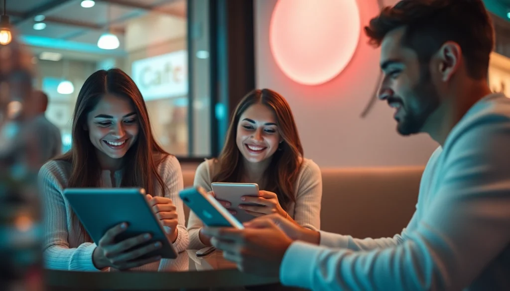 Engaging in ai sexting with AI chatbots in a cozy digital café environment.