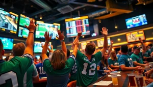 Engaged sports fans celebrating at betting sites South Carolina, reflecting excitement and anticipation.