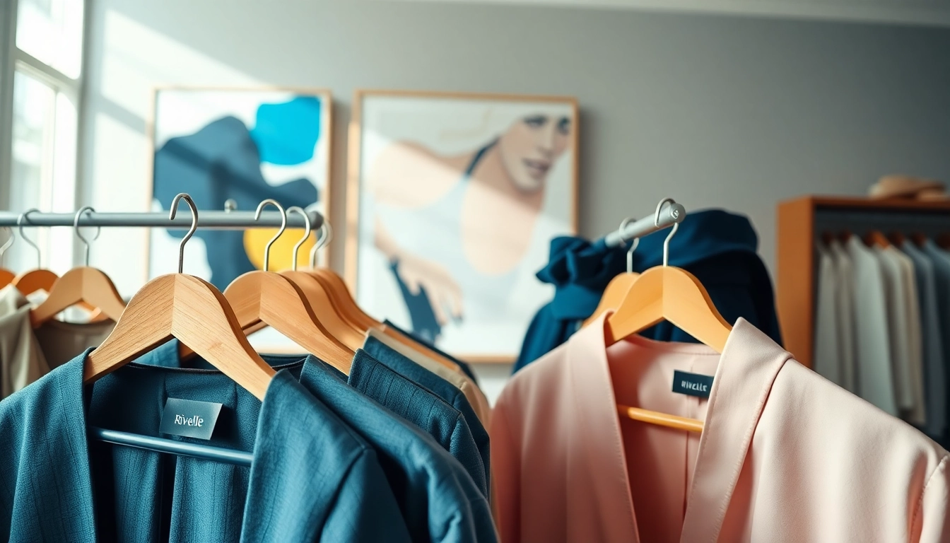 Explore the captivating Rivelle fashion collection displayed in a chic boutique setting.