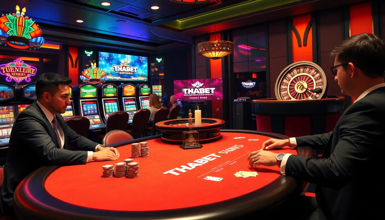Players enjoying an exciting game at THABET's luxurious casino environment.