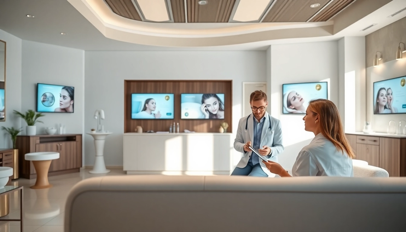 Engaging scene of medspa digital marketing discussed in a modern spa setting.