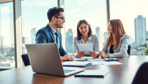 카드현금화에 대한 고급 정보 제공하는 재무 전문가와 현대적인 사무실 모습.