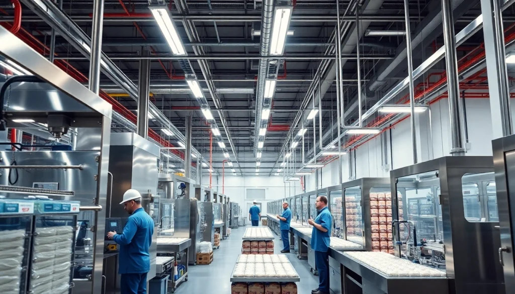 Explore the sophisticated environment of a sweetener factory with cutting-edge machinery in action.