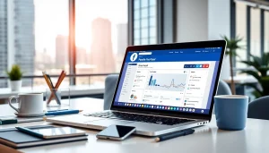 Implement strategies using a facebook smm panel interface in a modern office setting.