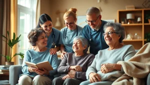 Engaging moment in austin senior home care highlighting caregivers and seniors sharing joy.