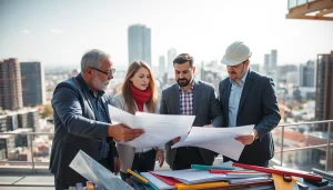Engaged Southern California contractors association team collaborating on a construction project.
