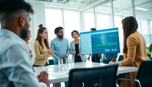 Visual representation of top platforms to hire sales professionals in a dynamic office environment.