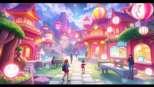 Engaging scene showcasing colorful anime characters in a vibrant fantasy world, representing engaging hentai game interactions.