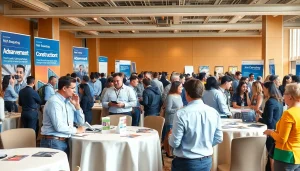 Engage in dynamic construction networking events with diverse professionals collaborating and sharing insights.