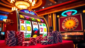 Experience the thrill of a winning slot deposito 5rb scene with vibrant imagery and casino atmosphere.