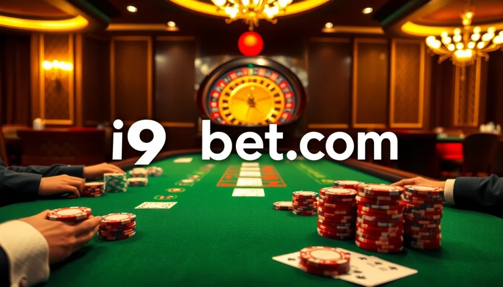 Experience the excitement of high-stakes play at i9bet com with a luxurious poker table setup.