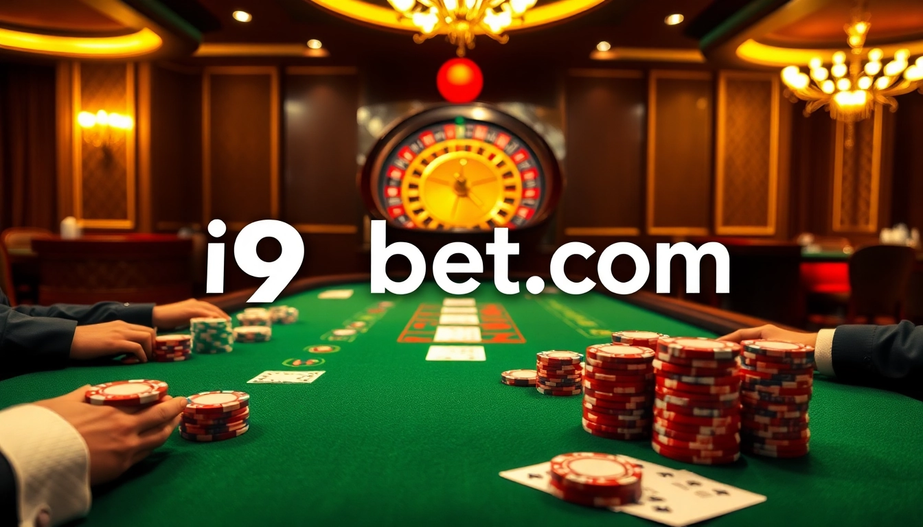 Experience the excitement of high-stakes play at i9bet com with a luxurious poker table setup.