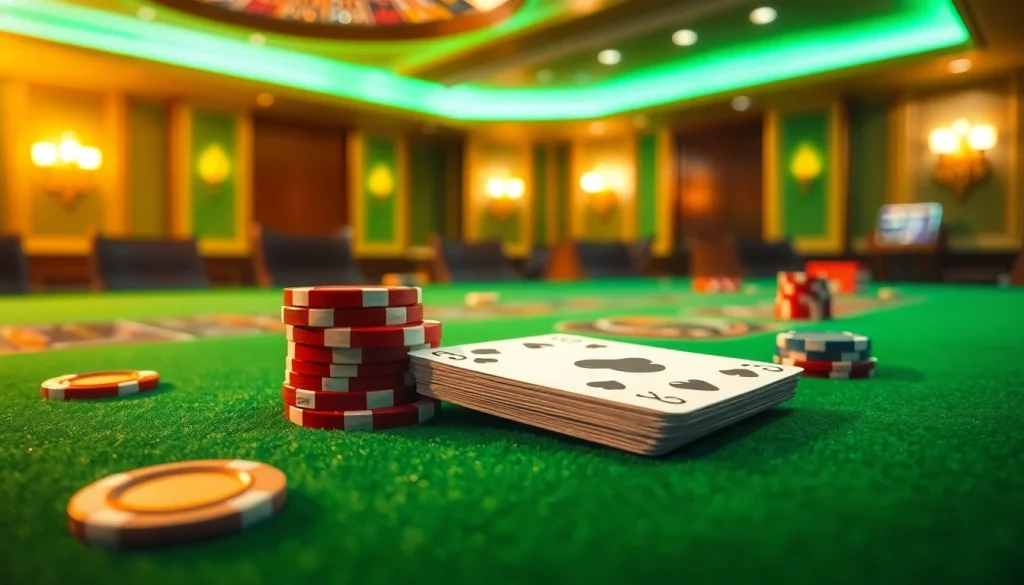 เล่น เว็บบาคาร่า บนโต๊ะคาสิโนที่หรูหราพร้อมการ์ดและชิปโป๊กเกอร์