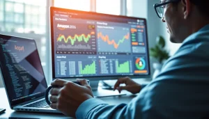 A tech-savvy individual analyzing Amazon prices and financial data, embodying 'infosec' themes through modern technology.