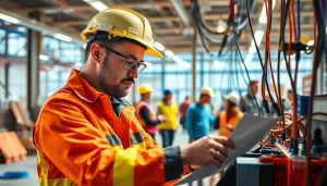 Electrician apprenticeship hawaii in an active construction setting, showcasing collaboration and skill development.