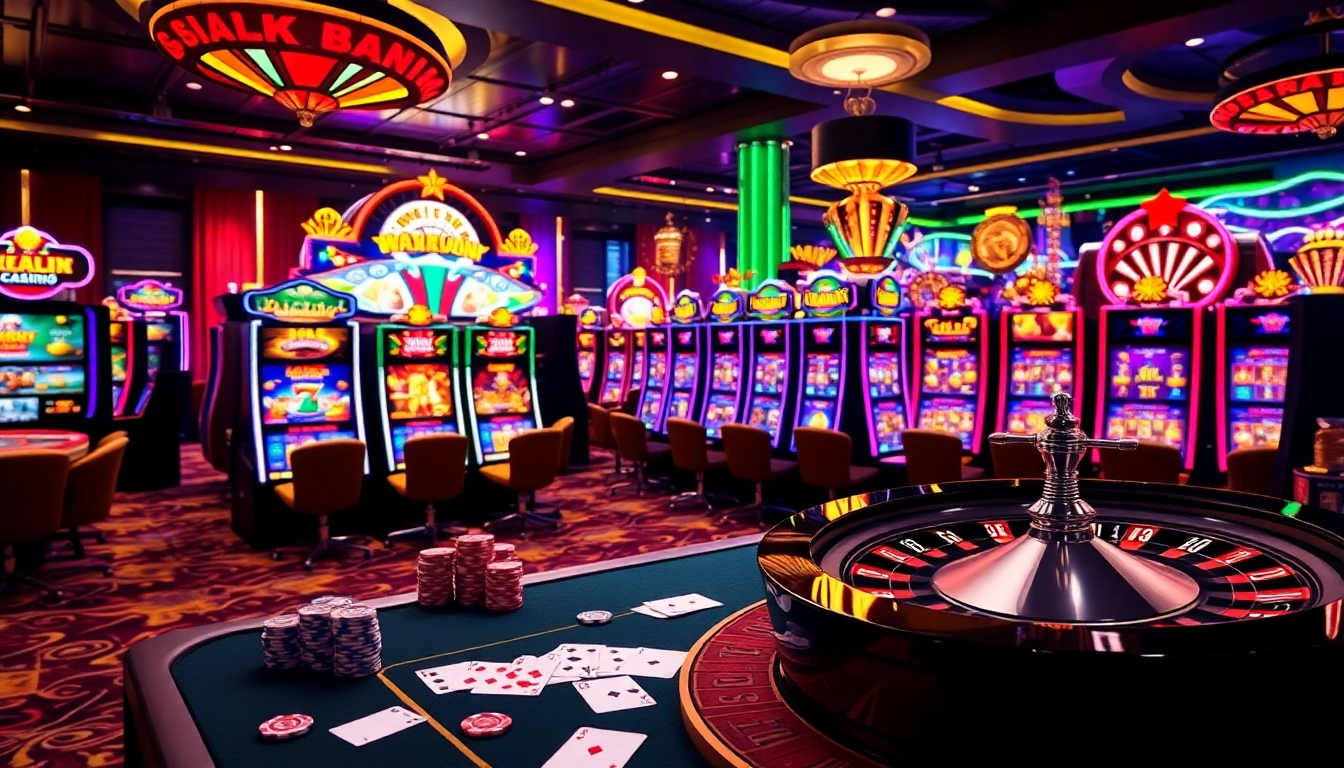 Play slot online hari ini with vibrant casino elements, showcasing excitement and luxury.
