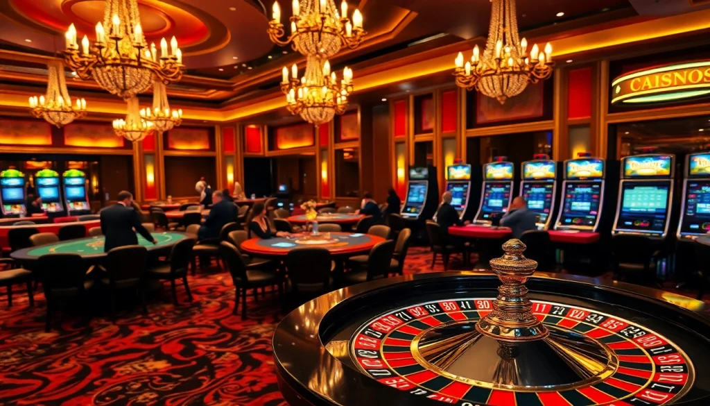 Des joueurs profitant de jeux palpitants au meilleur casino en ligne 2026 dans un cadre luxueux.