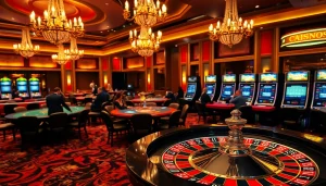 Des joueurs profitant de jeux palpitants au meilleur casino en ligne 2026 dans un cadre luxueux.