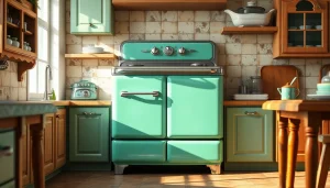 Stylish Retro Oven showcasing its vintage charm in a cozy kitchen environment.