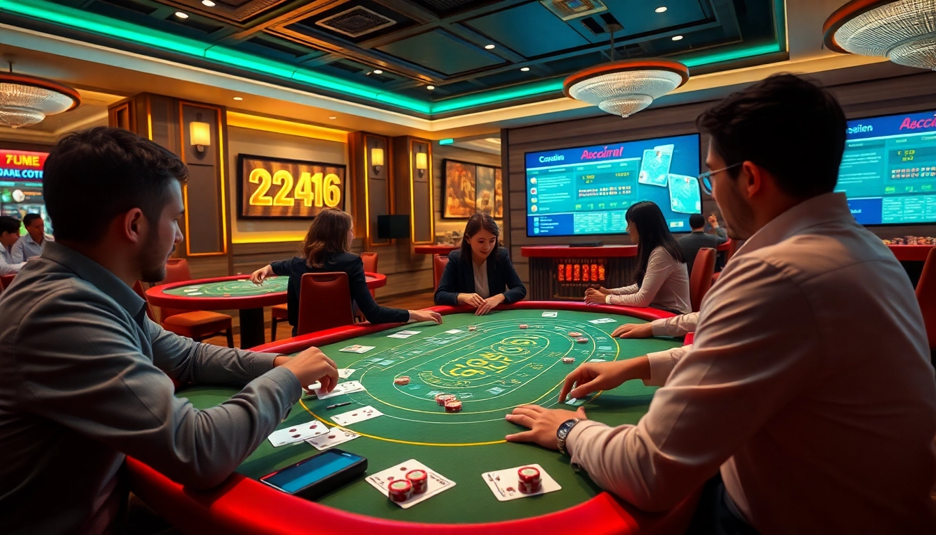 현대적인 인터페이스와 생동감 있는 분위기를 갖춘 카지노사이트에서의 온라인 바카라 게임 장면