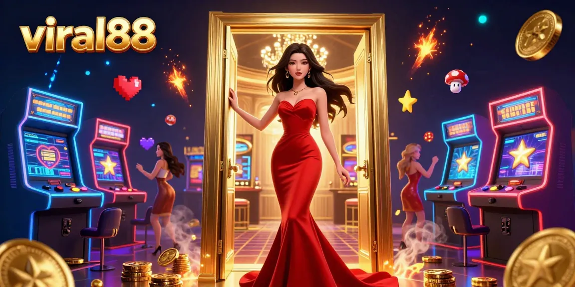 Experience the excitement of viral88 at a glamorous casino, showcasing immersive gaming elements and a stunning atmosphere.