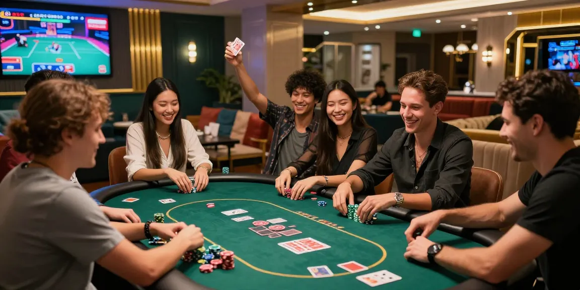 Groupe profitant d'une partie de poker, partageant des avis de casino en ligne dans une atmosphère de salon accueillante.