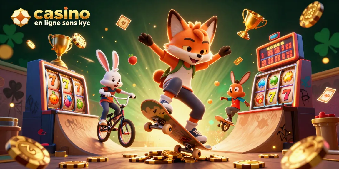 Découvrez le casino en ligne sans KYC avec cet amusement dynamique de fox skateboarder et un lapin BMX.
