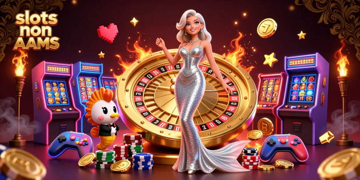Scena coinvolgente che mostra slot non AAMS con una donna mozzafiato e una ruota della roulette insieme a elementi di slot vivaci.