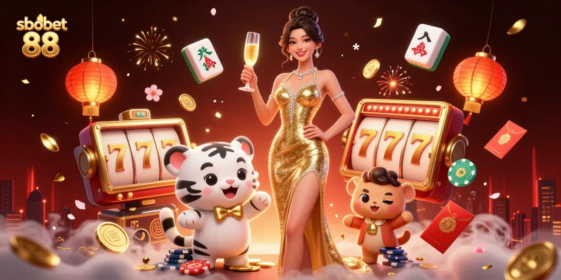 Experience thrilling sbobet 88 gaming surrounded by glamorous elements in a vibrant casino scene.