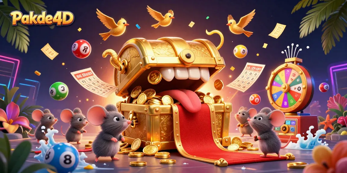 Engage in Pakde4D's vibrant lottery scene filled with dynamic elements and colorful balls.