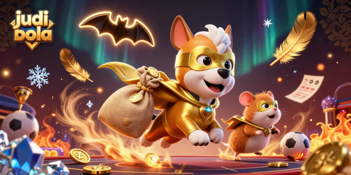 Experience thrilling judi bola action with our cartoon superhero dog and hamster in this dynamic illustration.