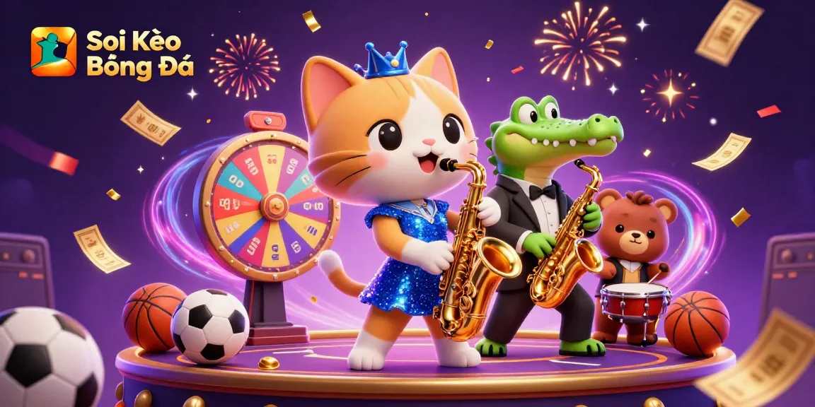 Soi Kèo Bóng Đá highlights dynamic sports betting action with engaging illustrative characters on a vibrant stage