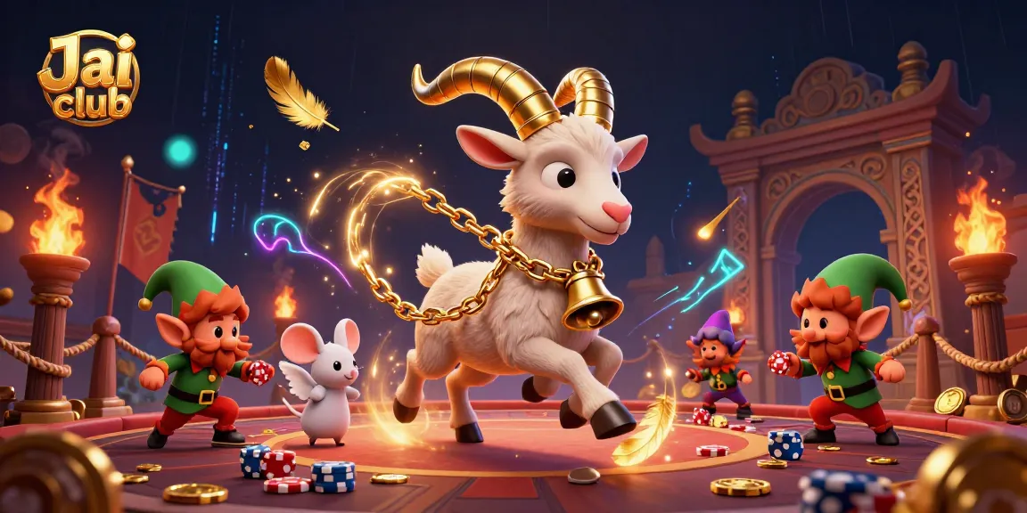 Experience the fun at Jai club with a festive Krampus goat overseeing a chaotic casino scene.