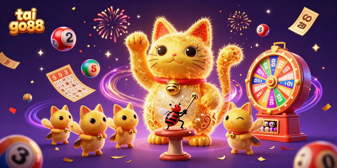 Experience the thrill of tai go88 with a captivating lucky cat and vibrant casino elements.