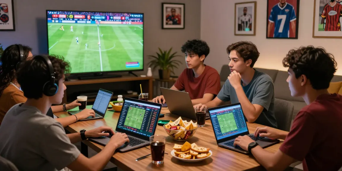 Engaging live betting experience for Bandar Bola Online in a modern lounge during a football match.